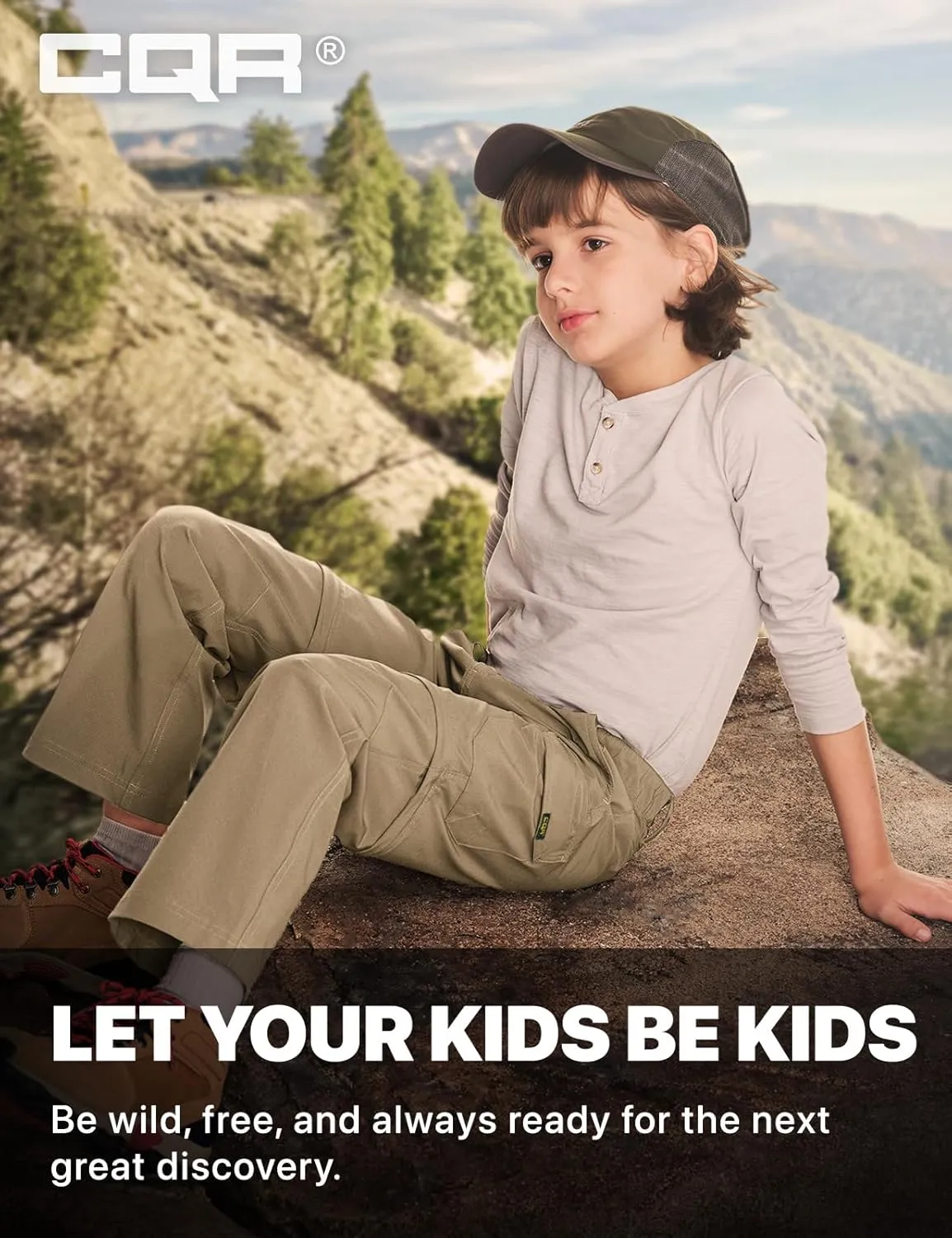 CQR Kids Youth Hiking Cargo Pants, UPF 50  Quick Dry Convertible Zip Off Pants, Outdoor Camping Pants