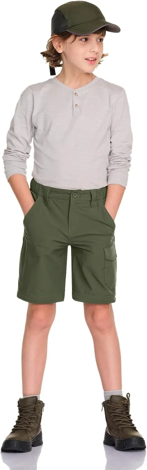 CQR Kids Youth Hiking Cargo Pants, UPF 50  Quick Dry Convertible Zip Off Pants, Outdoor Camping Pants