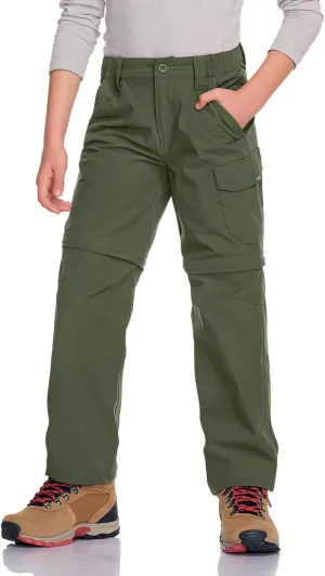 CQR Kids Youth Hiking Cargo Pants, UPF 50  Quick Dry Convertible Zip Off Pants, Outdoor Camping Pants