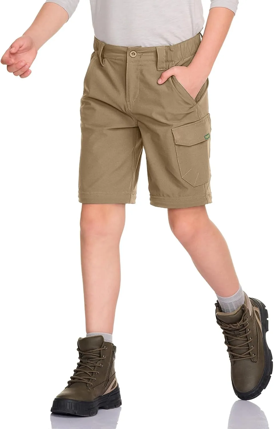 CQR Kids Youth Hiking Cargo Pants, UPF 50  Quick Dry Convertible Zip Off Pants, Outdoor Camping Pants