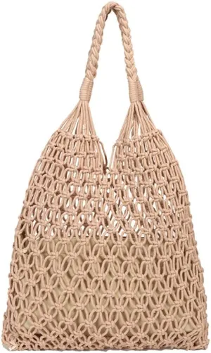 Crochet Mesh Tote Beach Bag Woven Hollow Out Handbag, Straw Rattan Net Shoulder Purse Summer Armpit Bag for Women