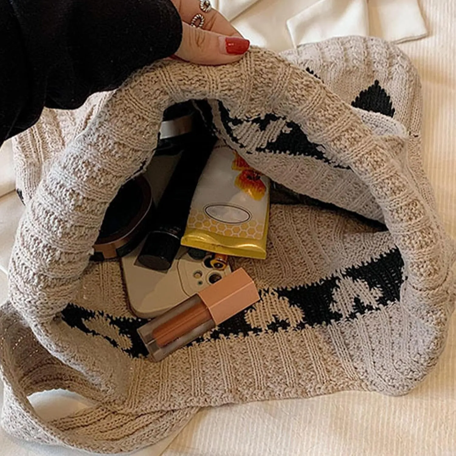 Crochet Tote Bag Heart Tote,Women's Crochet Tote Bags,Heart Tote Bag,Boho Tote Bags Y2k Tote Bag