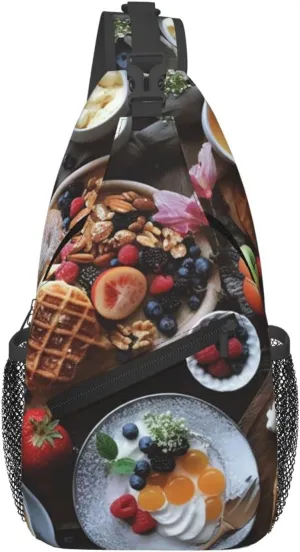 Cross Chest Bag for Men Women Crossbody Backpack Beautiful Breakfast Sling Bag Travel Hiking Daypack