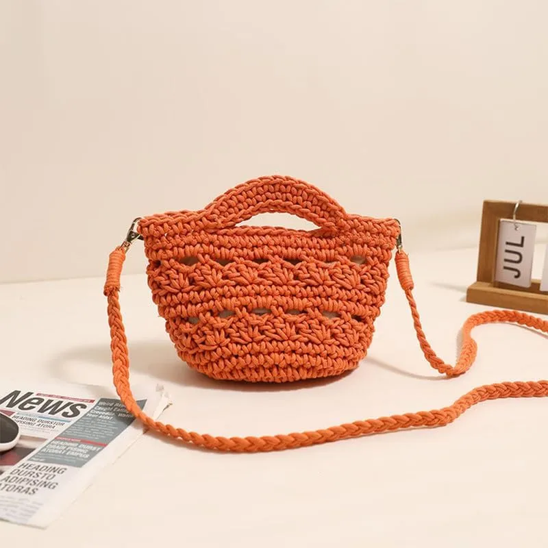 Crossbody Bags For Women Handmade Purse Shoulder Handbag Cotton Purses for Women Travel Bag with Lining Orange