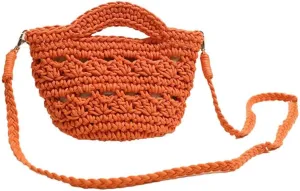 Crossbody Bags For Women Handmade Purse Shoulder Handbag Cotton Purses for Women Travel Bag with Lining Orange