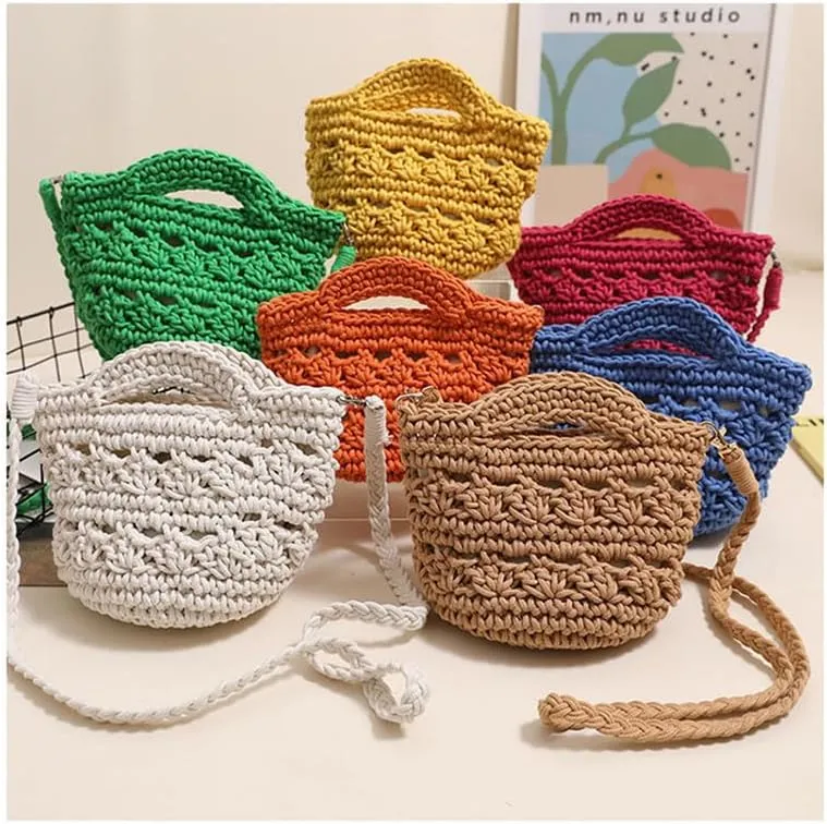 Crossbody Bags For Women Handmade Purse Shoulder Handbag Cotton Purses for Women Travel Bag with Lining Orange