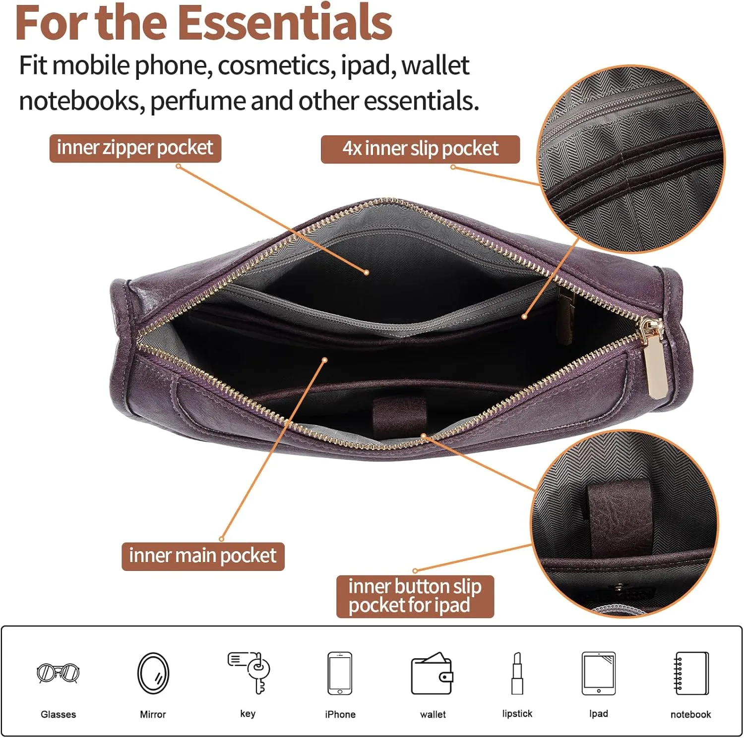 Crossbody Bags For Women Trendy Vegan Leather Travel Bags Shoulder Purses For Women With 2 Adjustable Strap
