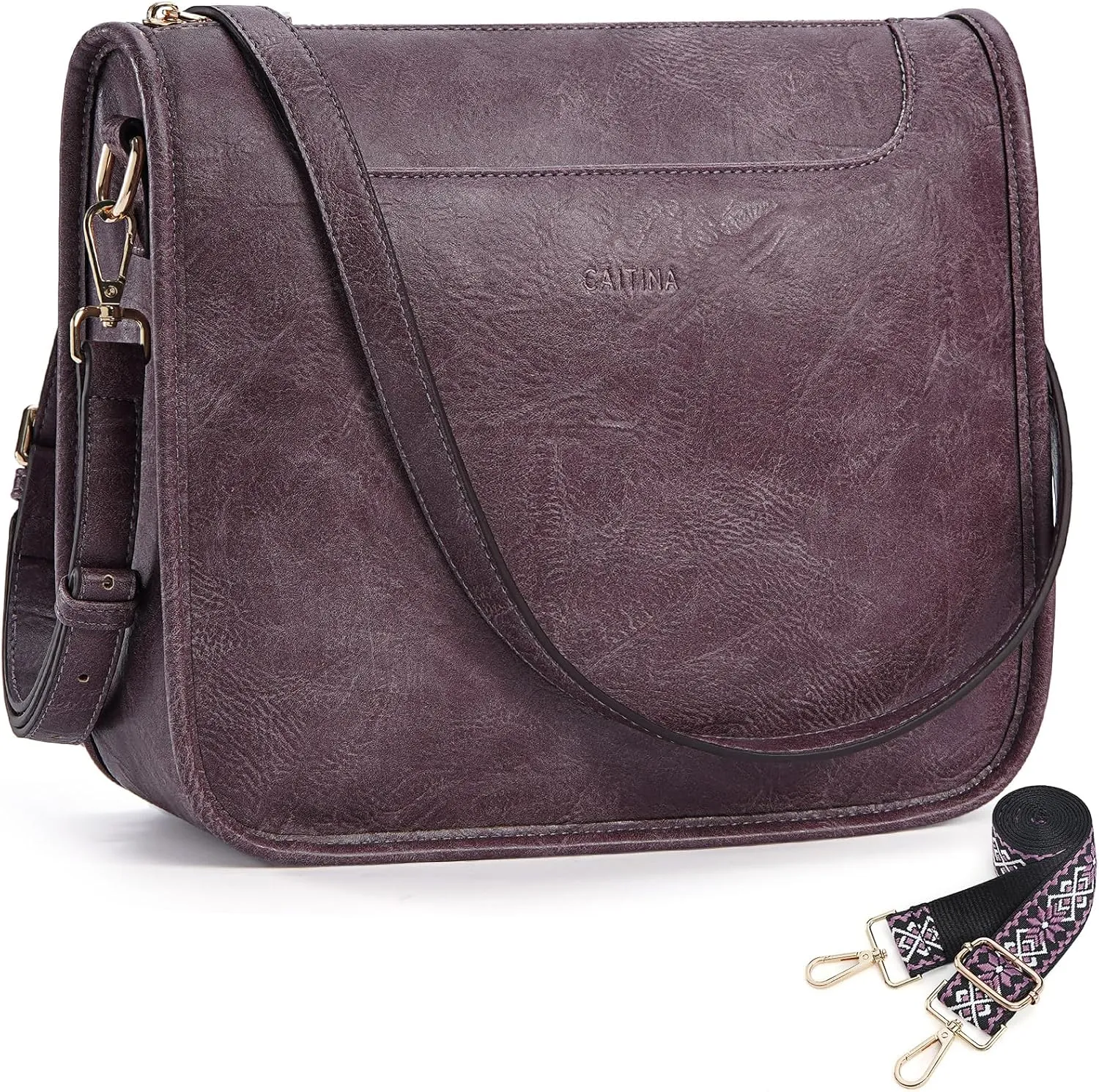 Crossbody Bags For Women Trendy Vegan Leather Travel Bags Shoulder Purses For Women With 2 Adjustable Strap