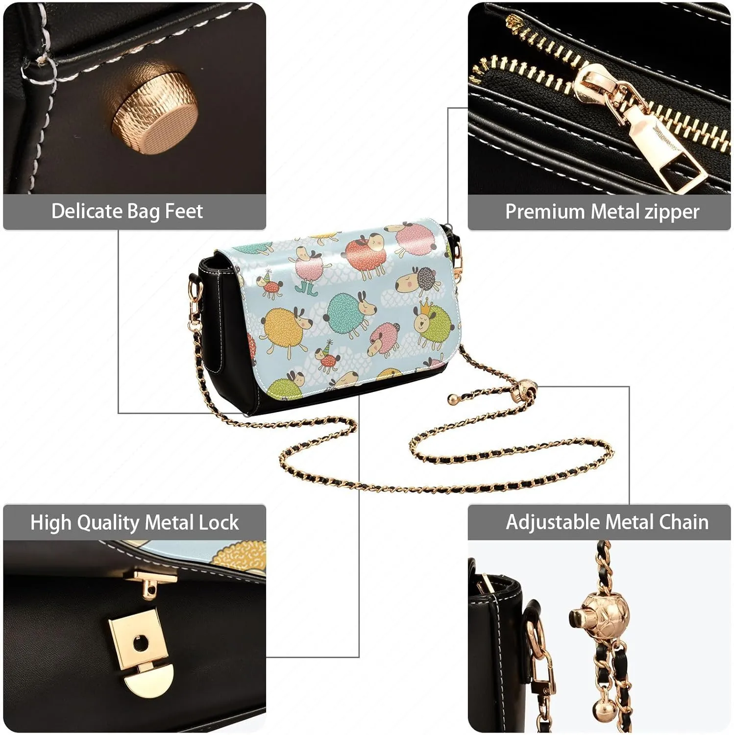 Crossbody Bags for Women Trendy Women's Black Shoulder Bag Small PU Leather Flap Cross Body Bag Handbags