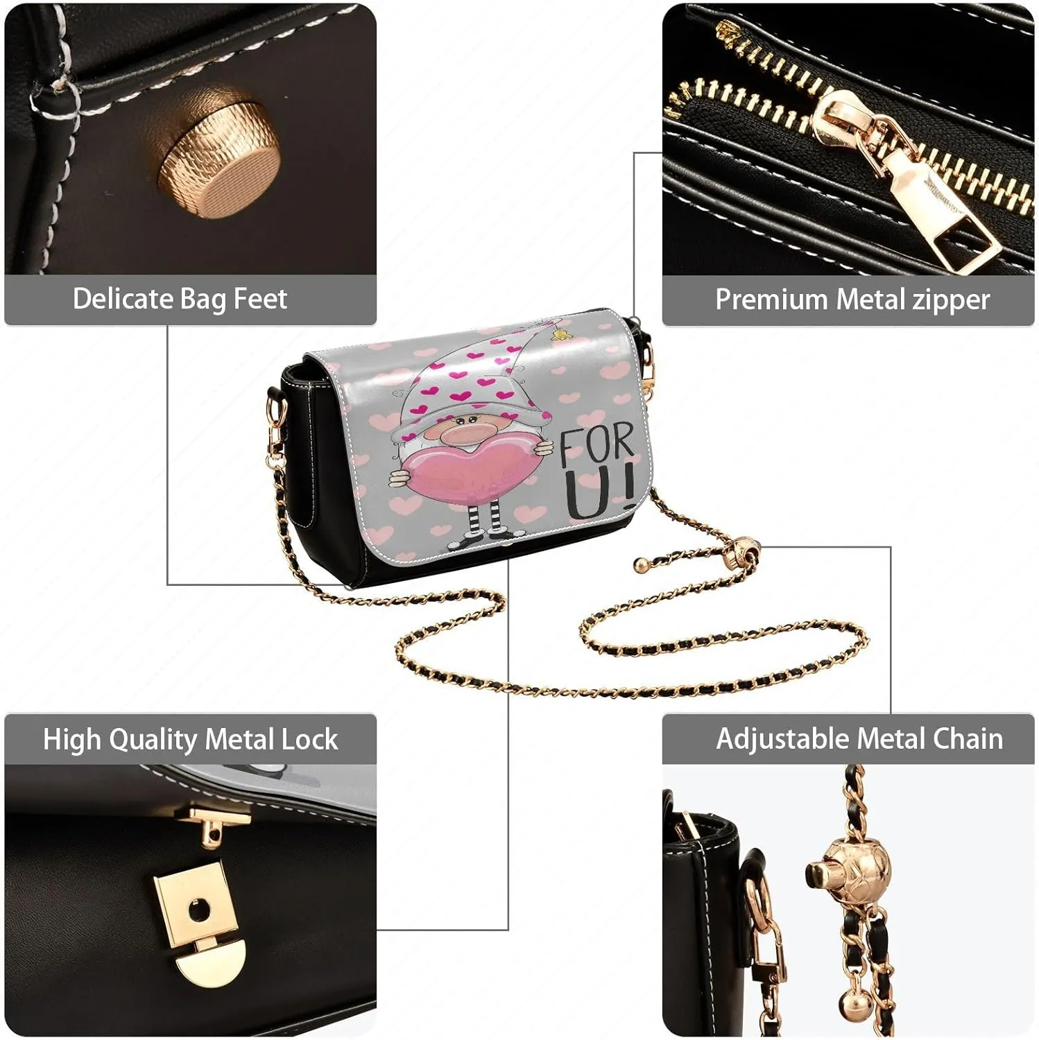 Crossbody Bags for Women Trendy Women's Black Shoulder Bag Small PU Leather Flap Cross Body Bag Handbags