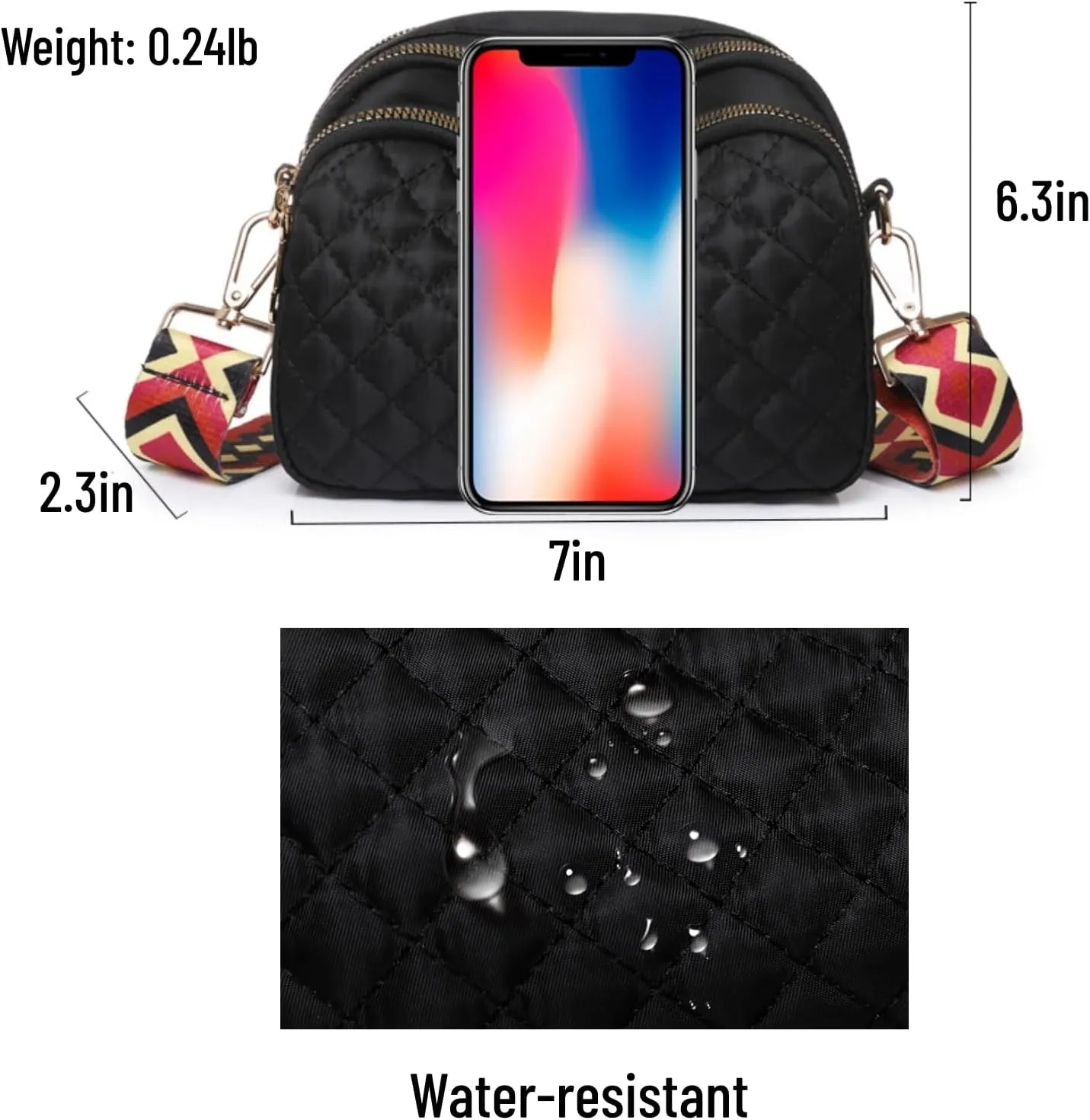 Crossbody Bags For Women Waterproof Lightweight Shoulder Bag Small Casual Nylon Handbags Multiple Pockets Purse