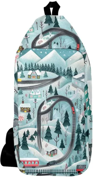 Crossbody Bags for Women,Crossbody Bag Men,Small Sling Bag,Cartoon Train Railway Game Mat,Crossbody Purse