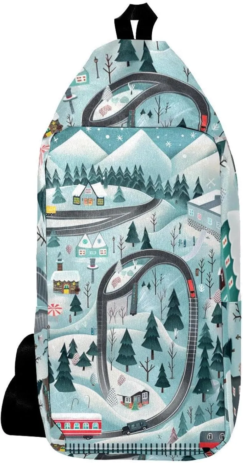 Crossbody Bags for Women,Crossbody Bag Men,Small Sling Bag,Cartoon Train Railway Game Mat,Crossbody Purse