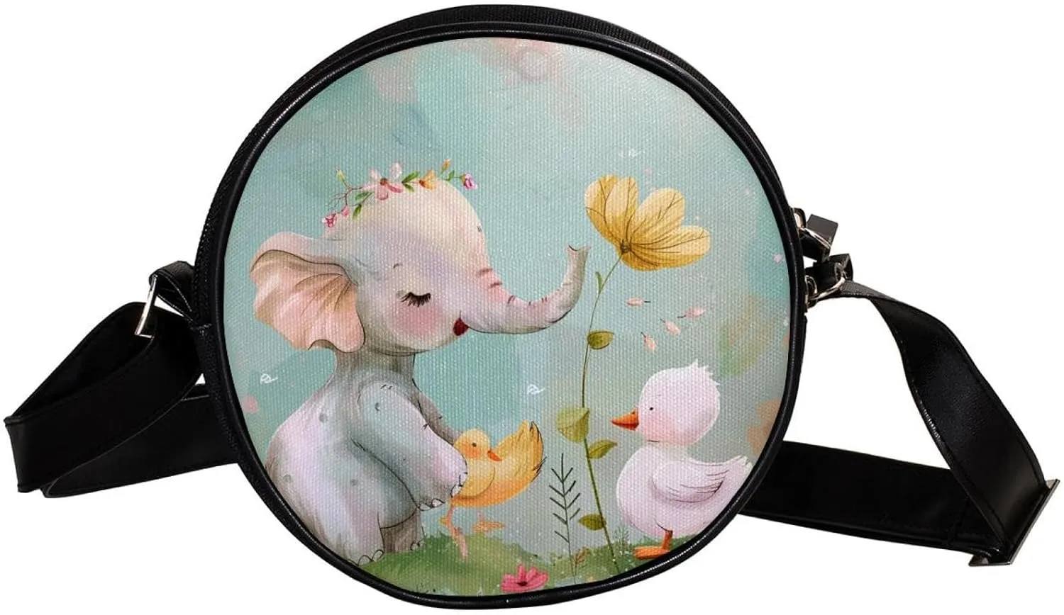 Crossbody Bags for Women,Crossbody Bag Men,Small Sling Bag,Flower Bush Rabbit and Elephant,Crossbody Purse