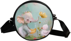 Crossbody Bags for Women,Crossbody Bag Men,Small Sling Bag,Flower Bush Rabbit and Elephant,Crossbody Purse