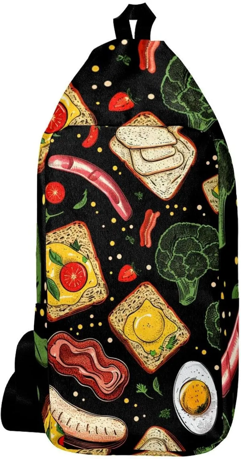 Crossbody Bags for Women,Crossbody Bag Men,Small Sling Bag,Food Breakfast,Crossbody Purse