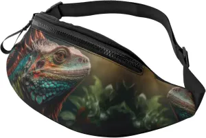 Crossbody Fanny Packs for Women Men - Realistic Colorful Chameleon Running Belt Bag Travel Waist Bag for Women Mens