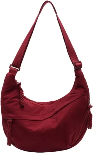 Crossbody Nylon Crescent Bag for Women - Lightweight Small Hobo With 2 Pack Inner Dumpling Bag - Casual