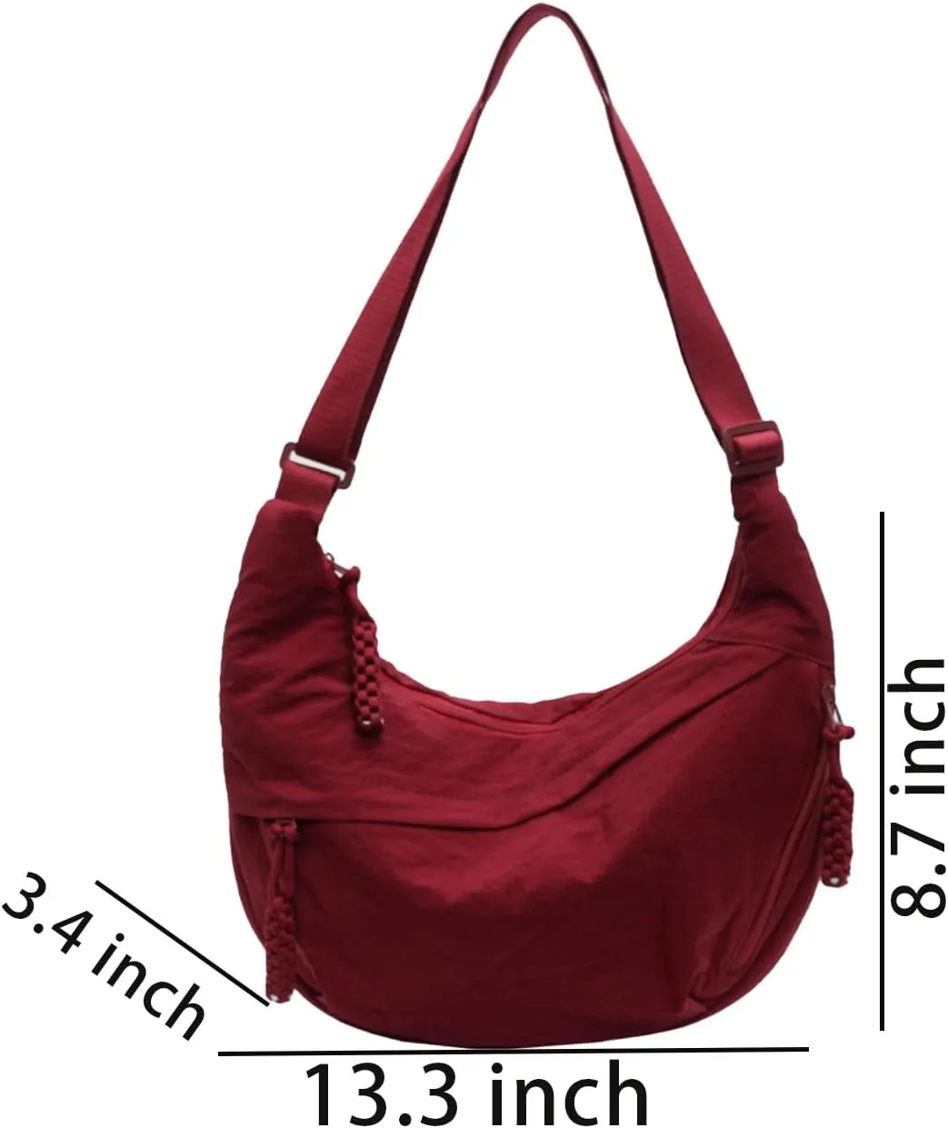 Crossbody Nylon Crescent Bag for Women - Lightweight Small Hobo With 2 Pack Inner Dumpling Bag - Casual
