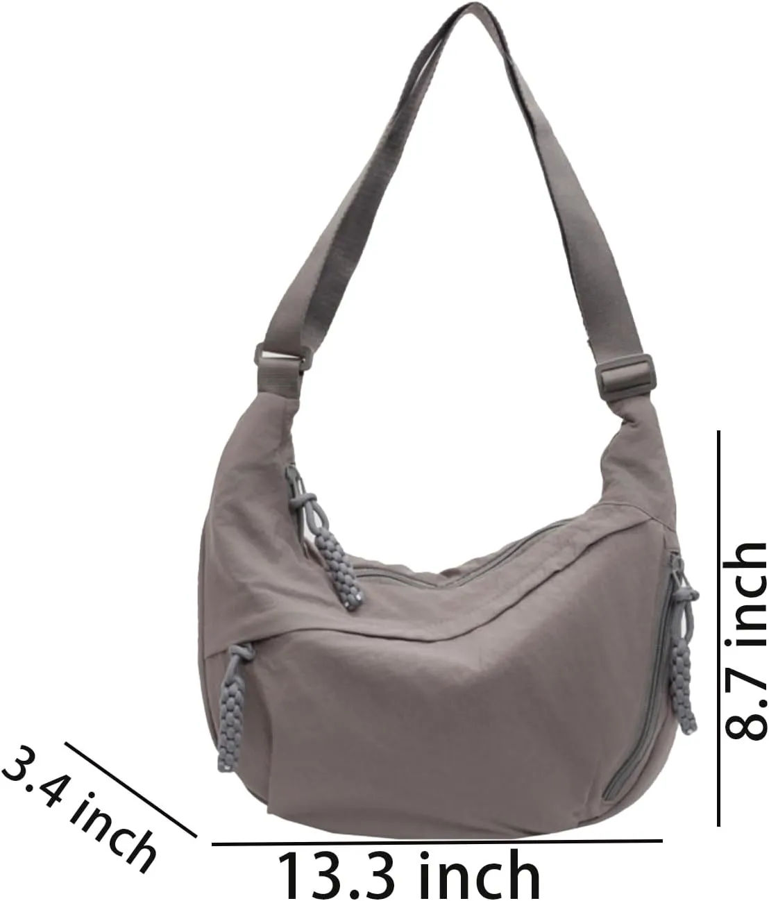 Crossbody Nylon Crescent Bag for Women - Lightweight Small Hobo With 2 Pack Inner Dumpling Bag - Casual