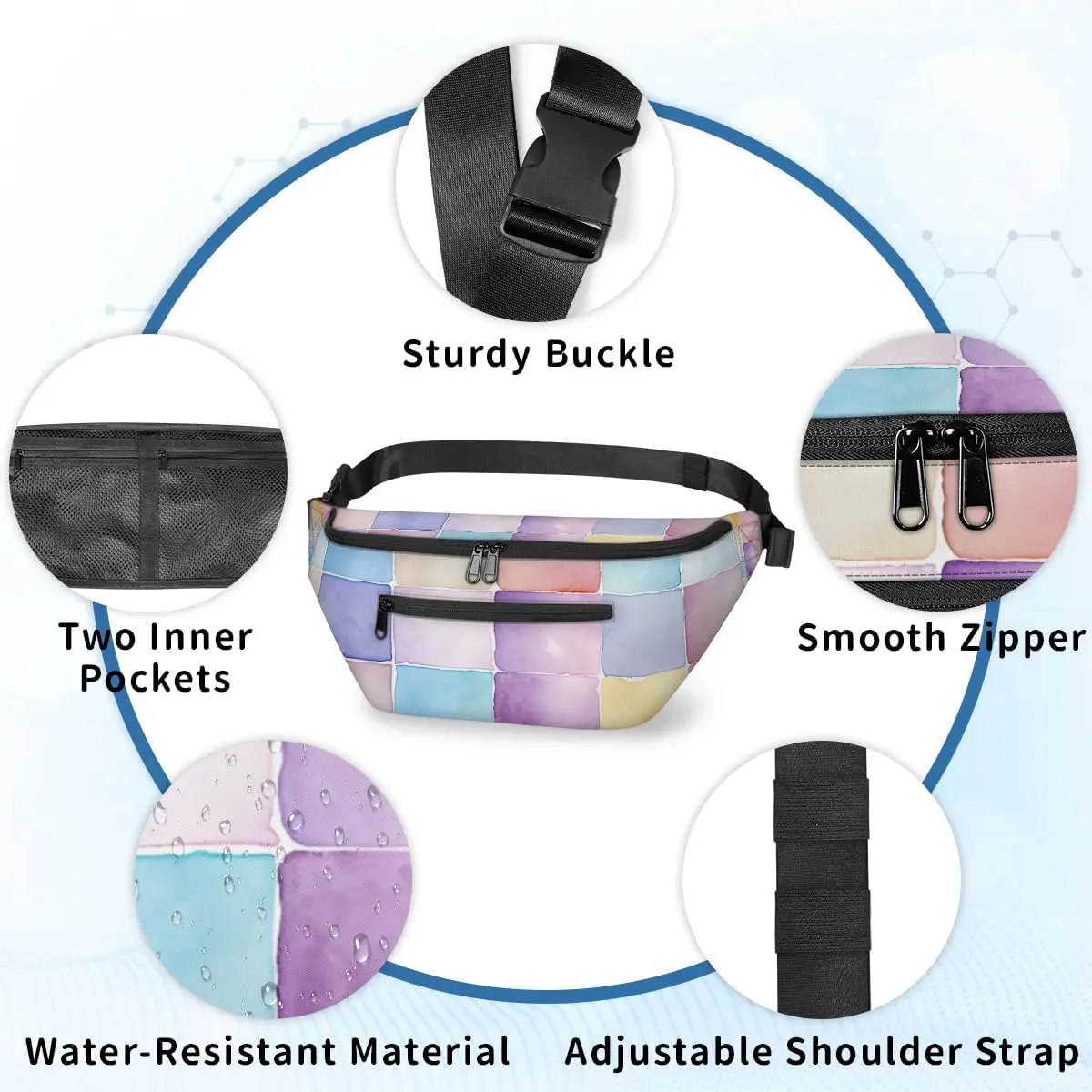 Crossbody Sling Bag for Women Men Plaid Pattern Lightweight Waterproof Travel Essentials