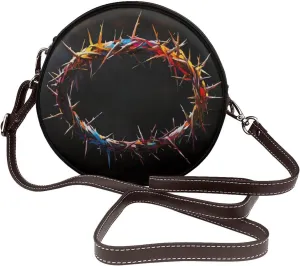 Crown Of Thorns Women Round Crossbody Bags Leather Sling Bag Purse