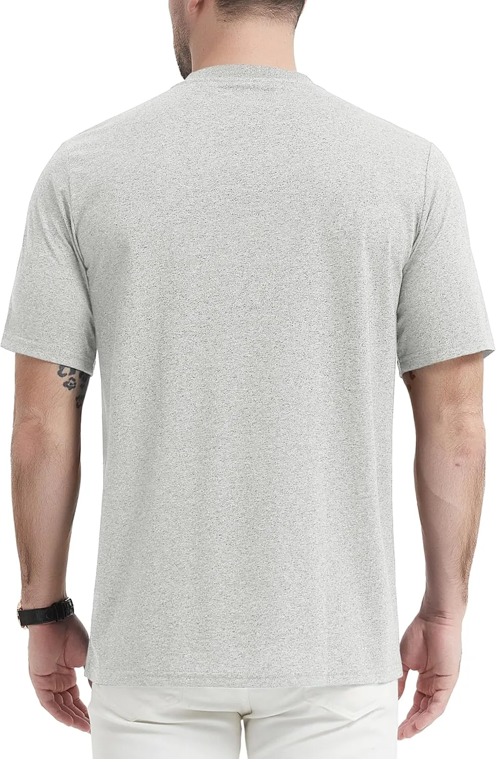 CRYSULLY Men's Henley Shirt Short Sleeve Cotton T-Shirts Pocket 3 Button Tops Lightweight Casual Basic Tee