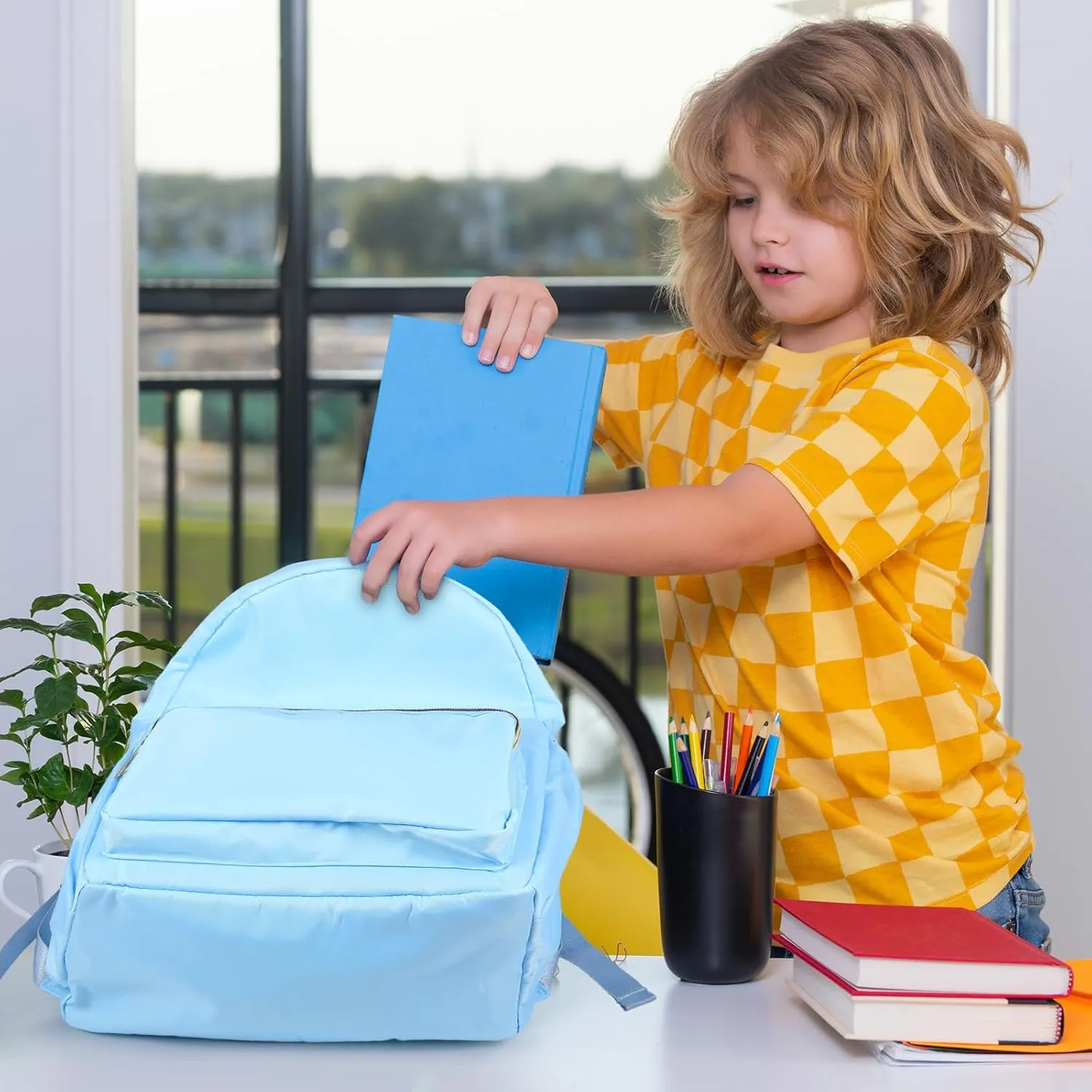 Cunno 1 Piece Nylon Backpack for School Preppy Bookbags Bulk Girls Boys School Bags Toddler Backpack Waterproof Travel Bag (Blue)