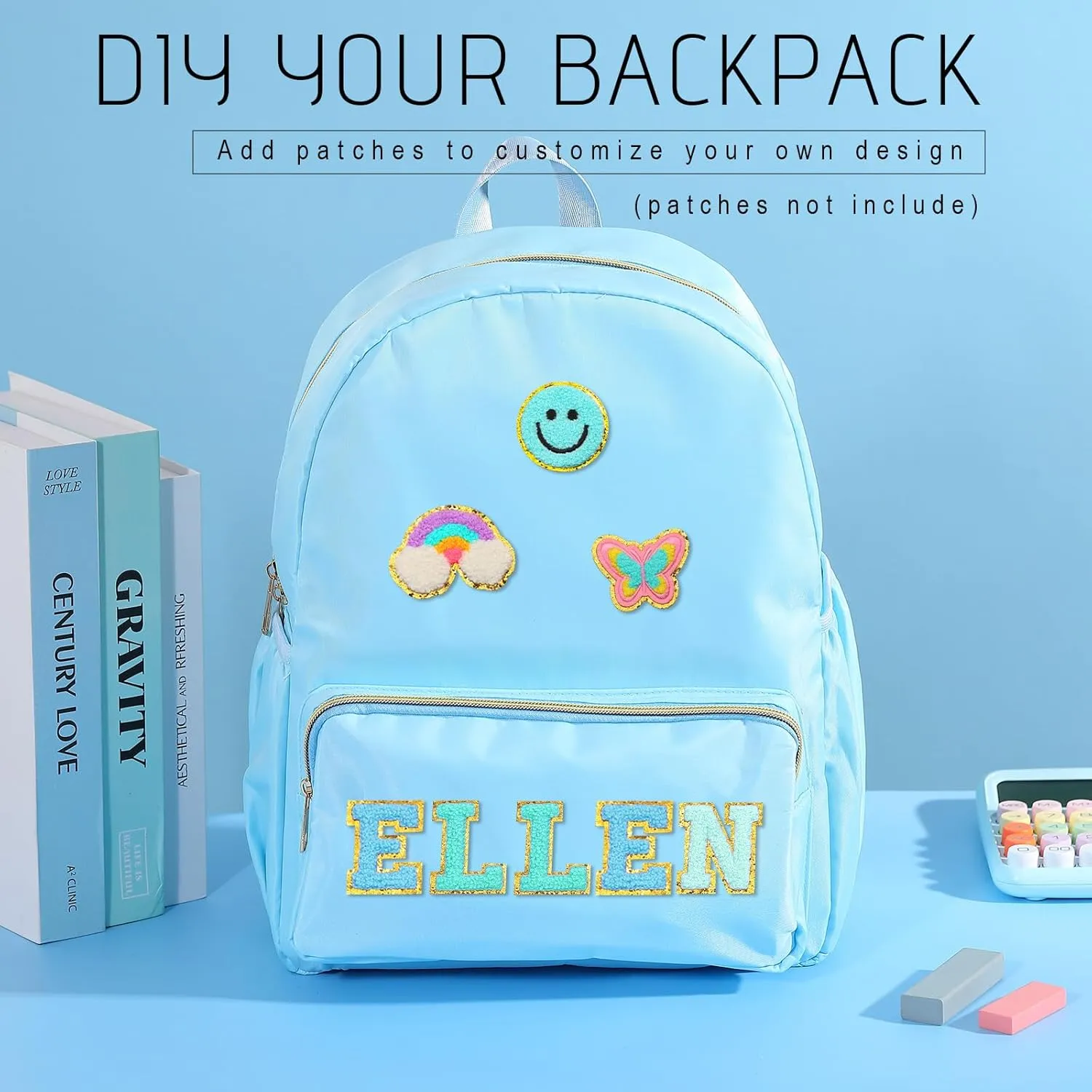 Cunno 1 Piece Nylon Backpack for School Preppy Bookbags Bulk Girls Boys School Bags Toddler Backpack Waterproof Travel Bag (Blue)