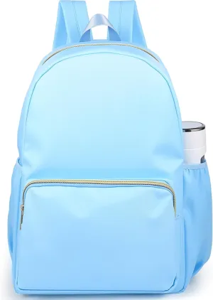 Cunno 1 Piece Nylon Backpack for School Preppy Bookbags Bulk Girls Boys School Bags Toddler Backpack Waterproof Travel Bag (Blue)