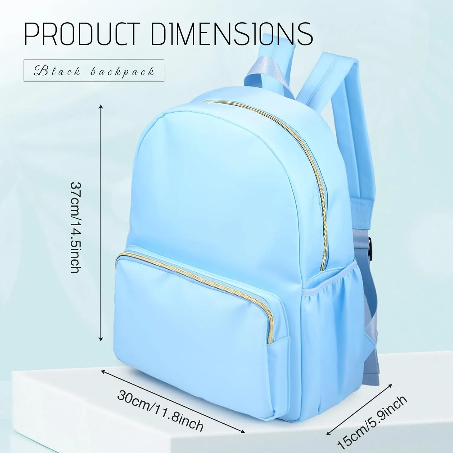 Cunno 1 Piece Nylon Backpack for School Preppy Bookbags Bulk Girls Boys School Bags Toddler Backpack Waterproof Travel Bag (Blue)