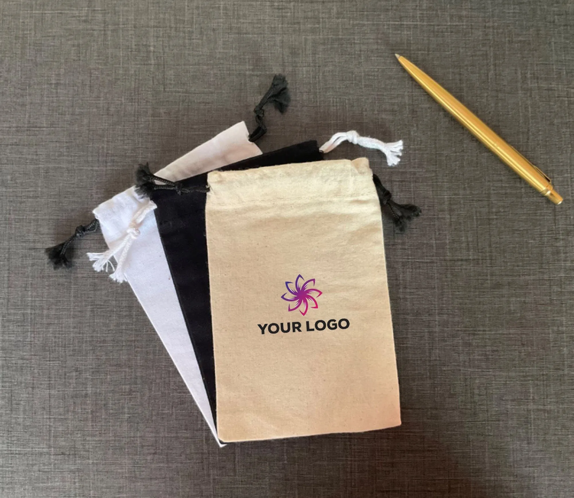 Custom Jewelry Drawstring Packaging Pouch, Personalized Logo Print Jewelry Bags, Wedding Favor Bags, Bulk Gift Bags