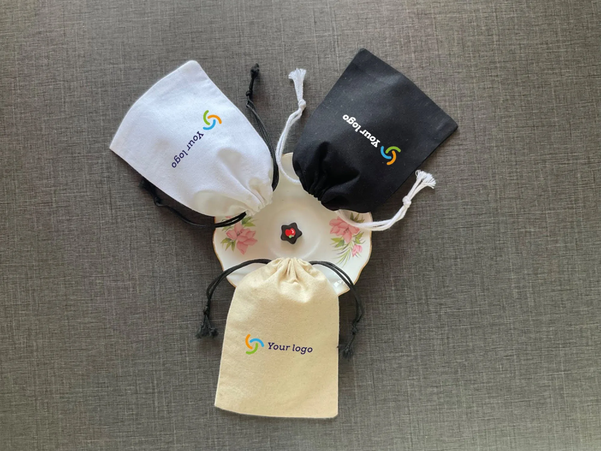 Custom Jewelry Drawstring Packaging Pouch, Personalized Logo Print Jewelry Bags, Wedding Favor Bags, Bulk Gift Bags