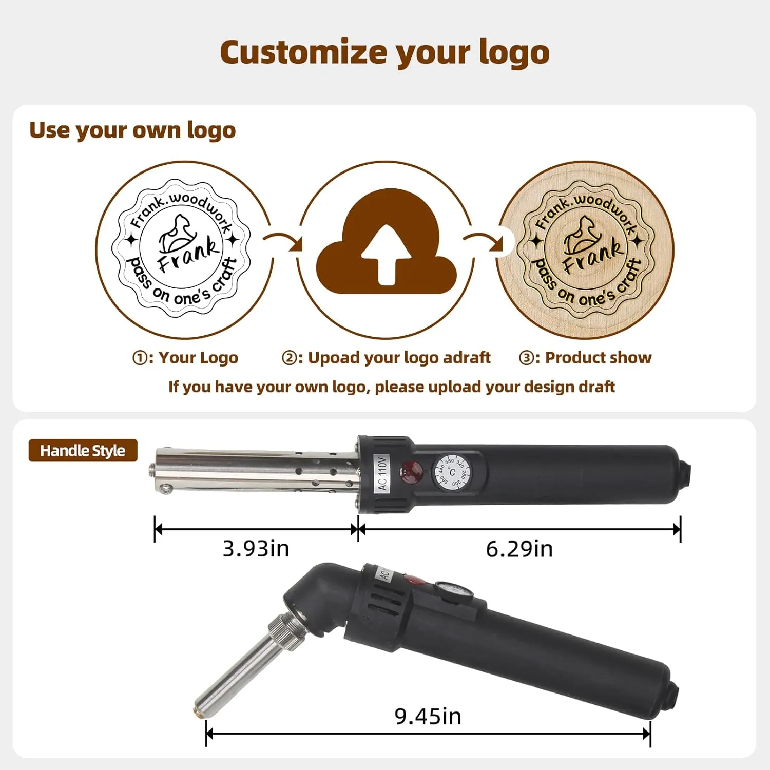 Custom Leather Stamp,Personalized Stamping Tools,Leather Embossing kit,Engraver Working Tool,Letter Stamps,Branding Iron for Wood,Paper,Food (1 inch)