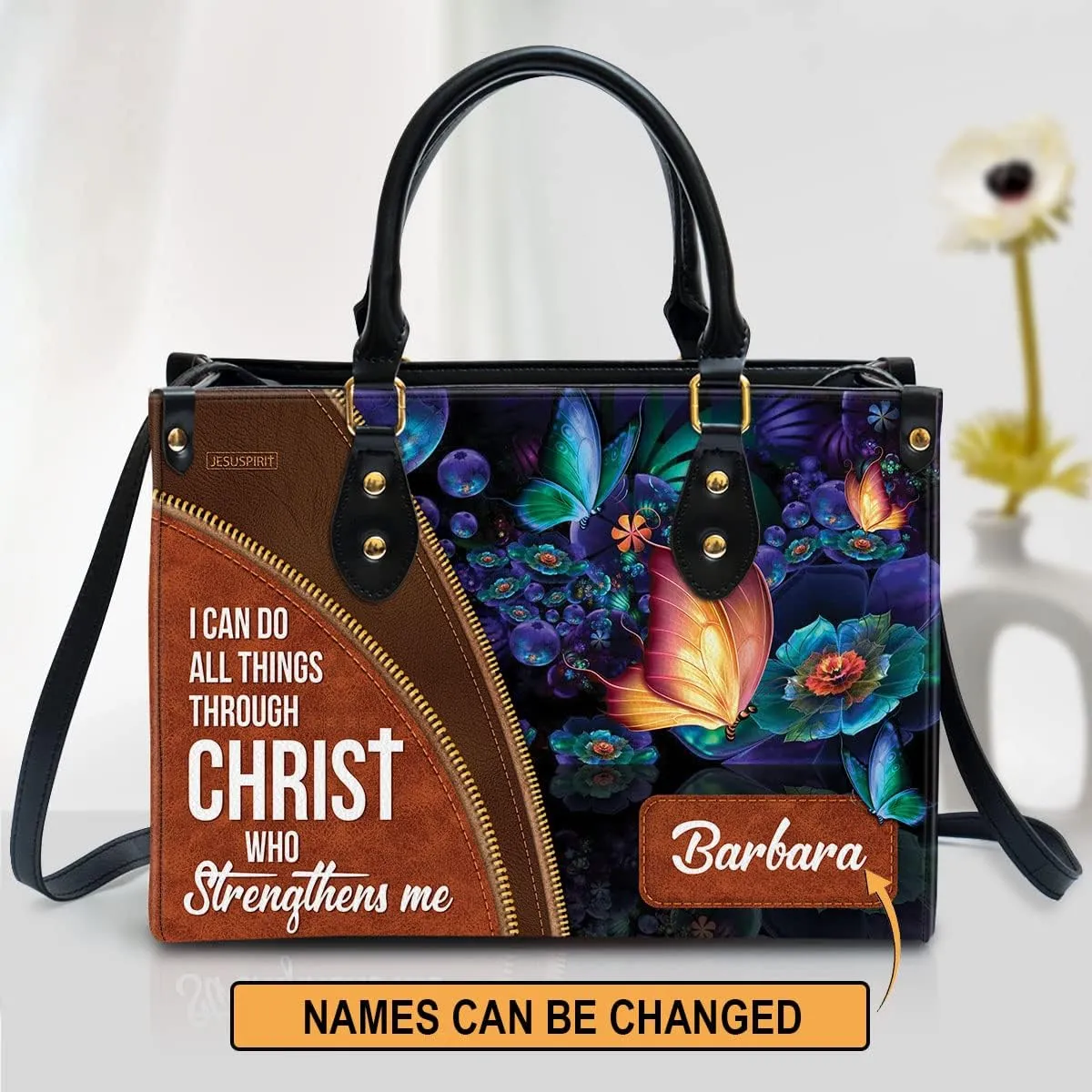 Custom Name Leather Handbags For Women - Christmas Gifts For Women - Christian Gifts