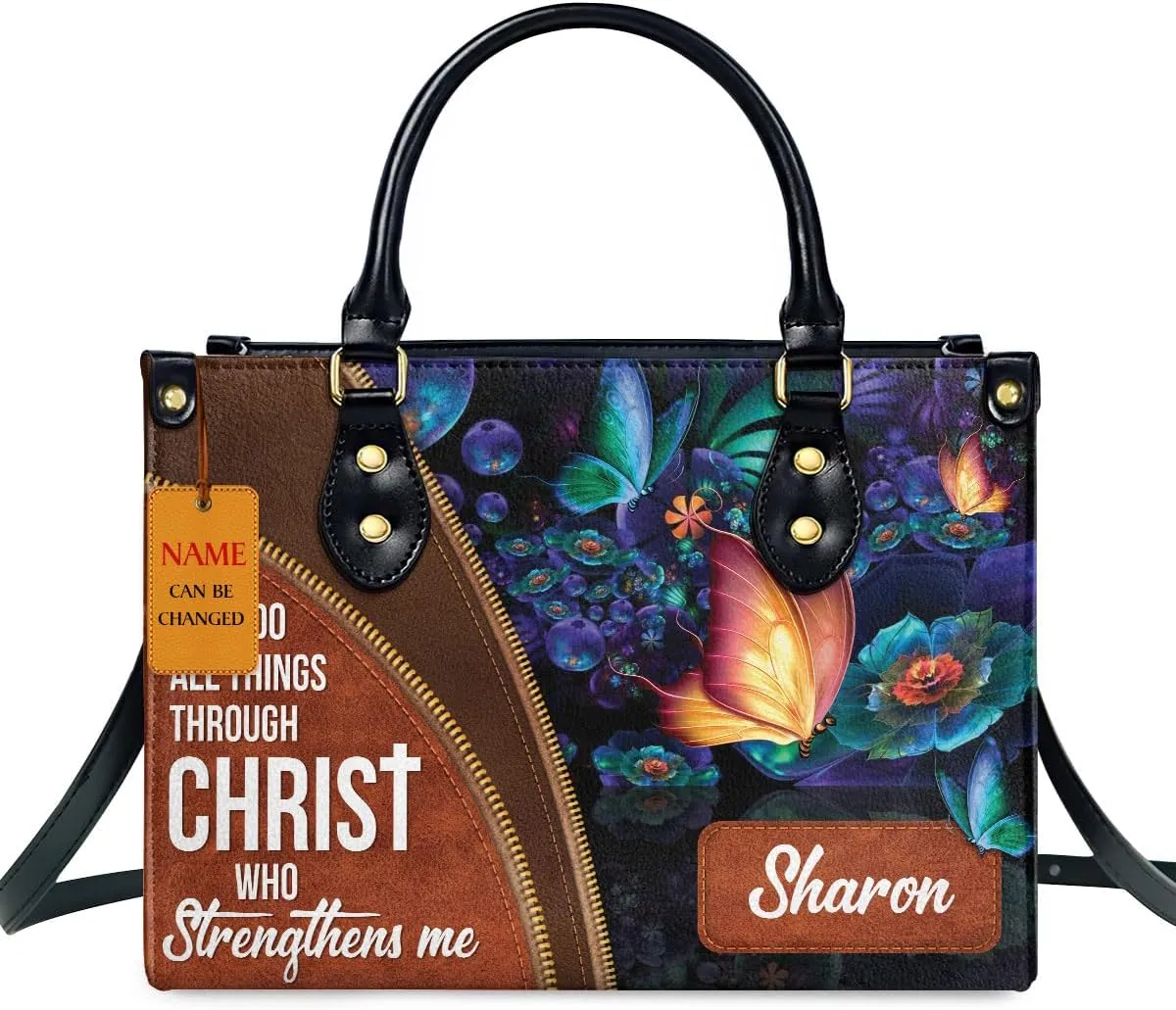 Custom Name Leather Handbags For Women - Christmas Gifts For Women - Christian Gifts