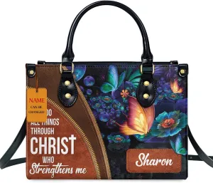 Custom Name Leather Handbags For Women - Christmas Gifts For Women - Christian Gifts