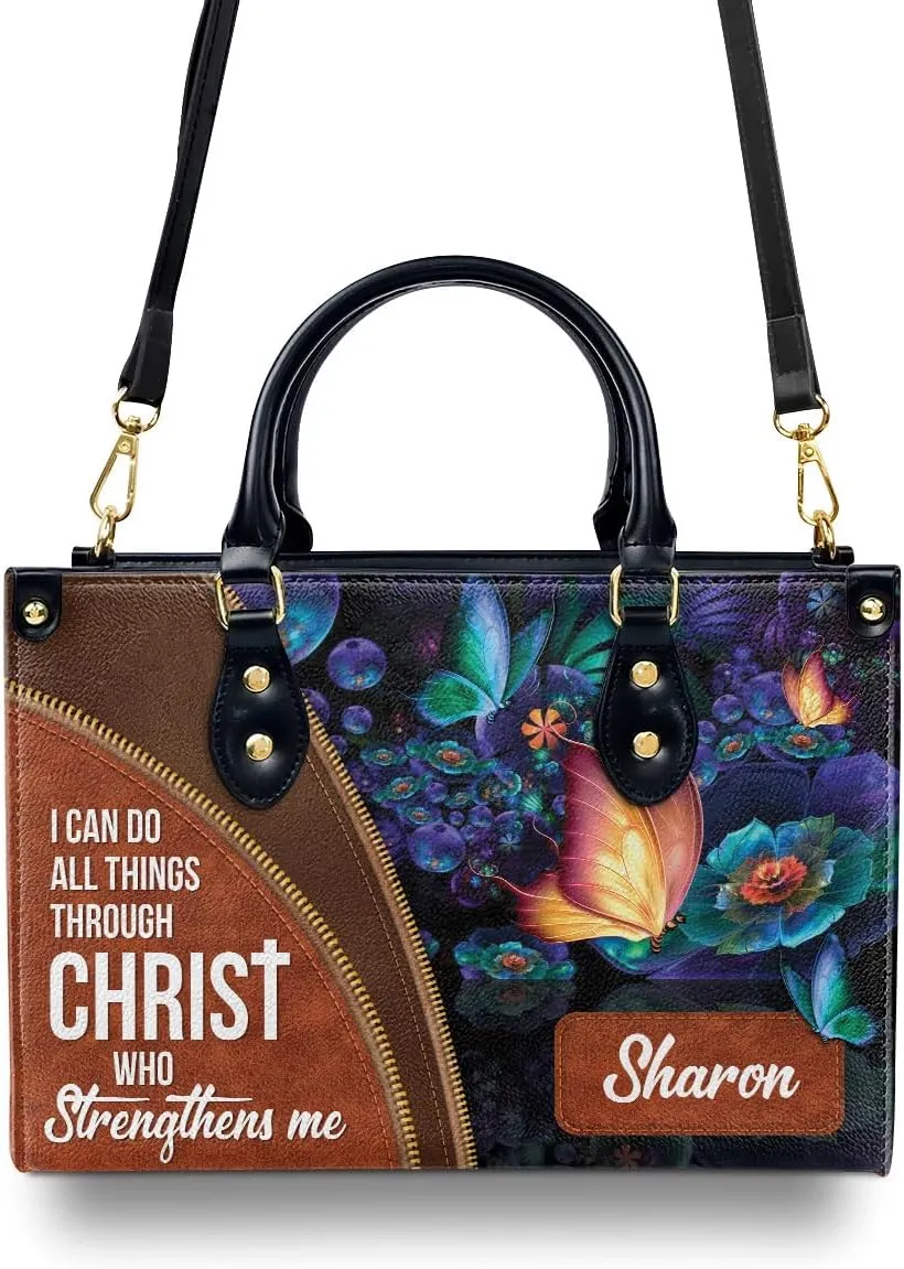 Custom Name Leather Handbags For Women - Christmas Gifts For Women - Christian Gifts