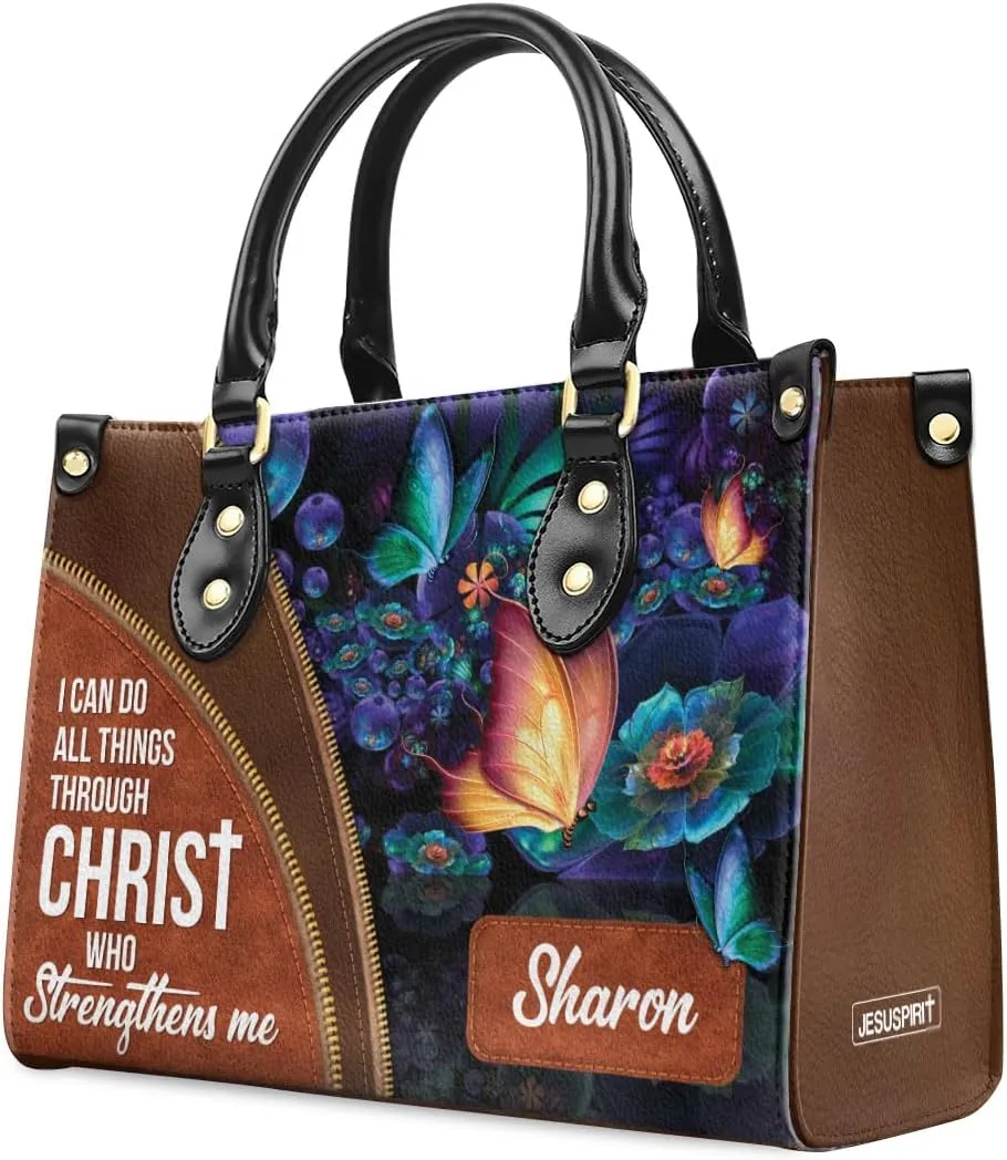 Custom Name Leather Handbags For Women - Christmas Gifts For Women - Christian Gifts