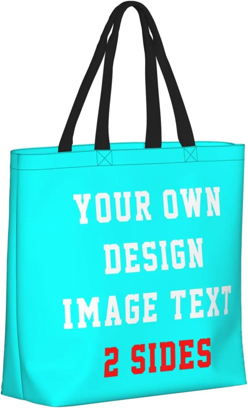 Custom Tote Bags With Logo Name Text Photo, Personalized Custom Bags, Reusable Grocery Bags Bulk Shopping Bags