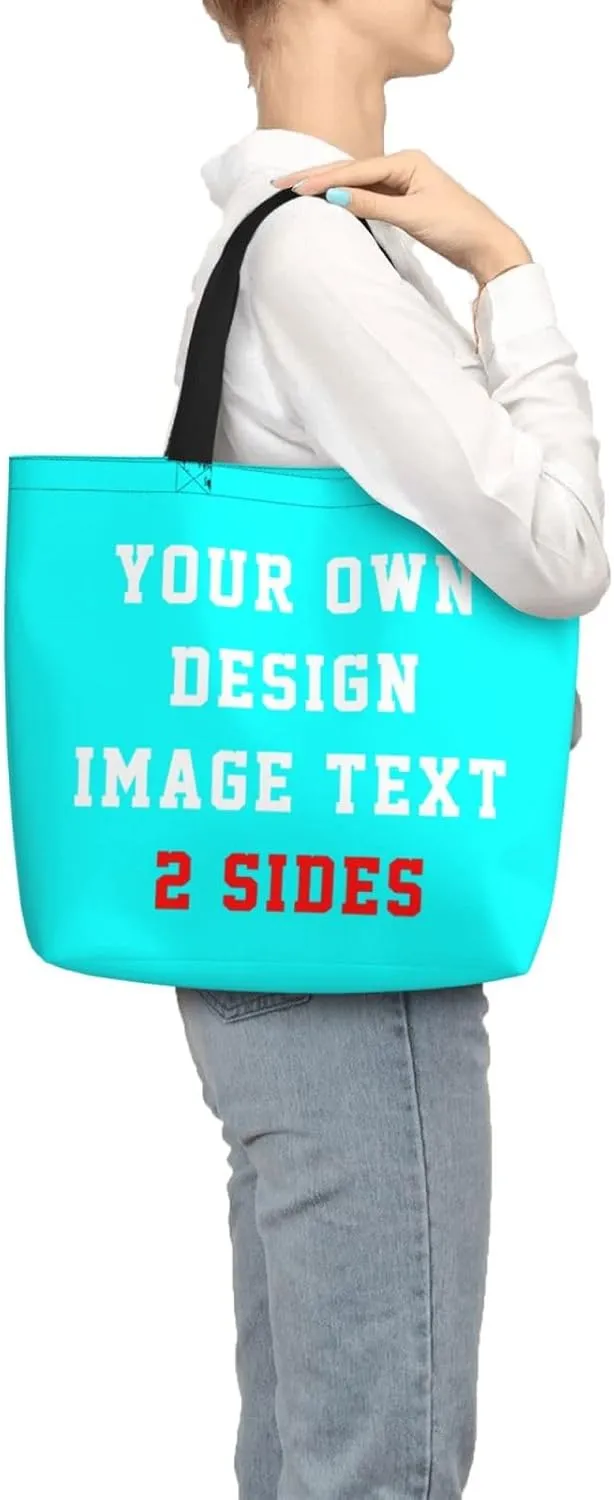 Custom Tote Bags With Logo Name Text Photo, Personalized Custom Bags, Reusable Grocery Bags Bulk Shopping Bags