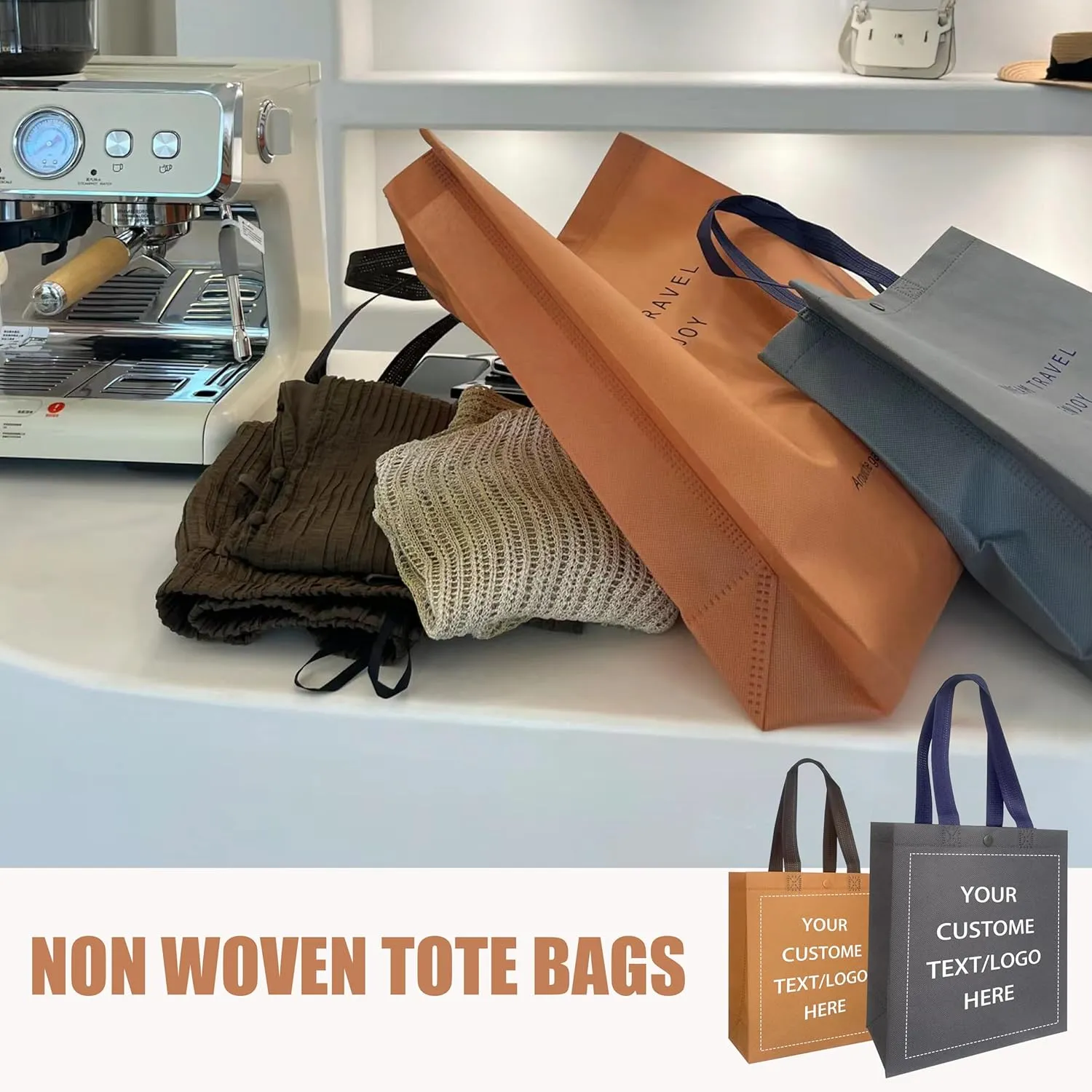 Custom Tote Bags，Personalized Non-Woven bag - Reusable Grocery Bags, Shopping Bags, Promotional Item, Logo,Recyclable
