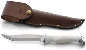 Cutco Model 1769 White (Pearl) Hunting Knife with Straight Edge Blade and Leather Sheath in White Gift Box
