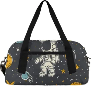 Cute Astronaut Kids Duffle Bag Boys Girls Small Sport Dance Gym Bag for Overnight Travel Weekender Carry On