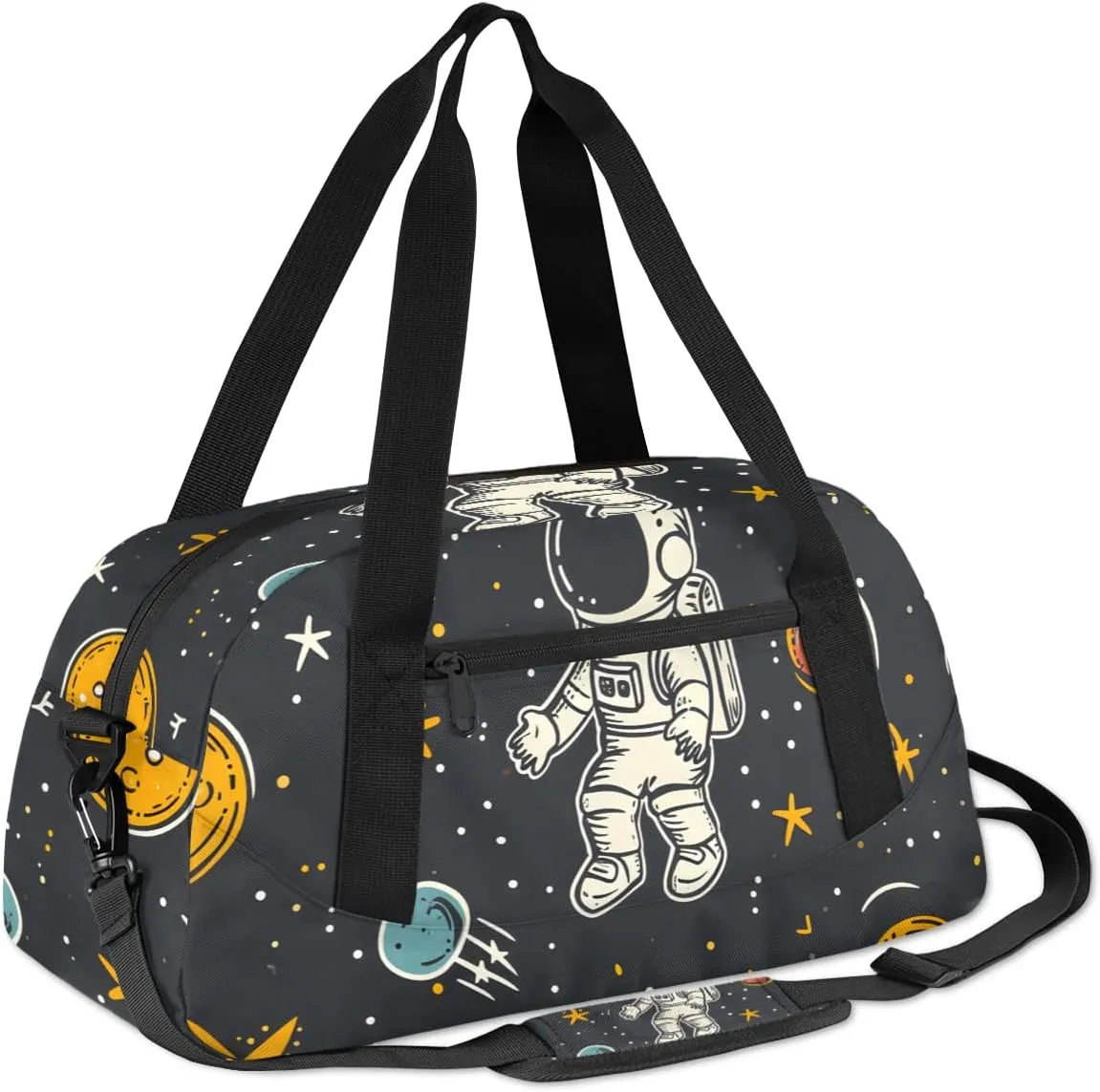 Cute Astronaut Kids Duffle Bag Boys Girls Small Sport Dance Gym Bag for Overnight Travel Weekender Carry On