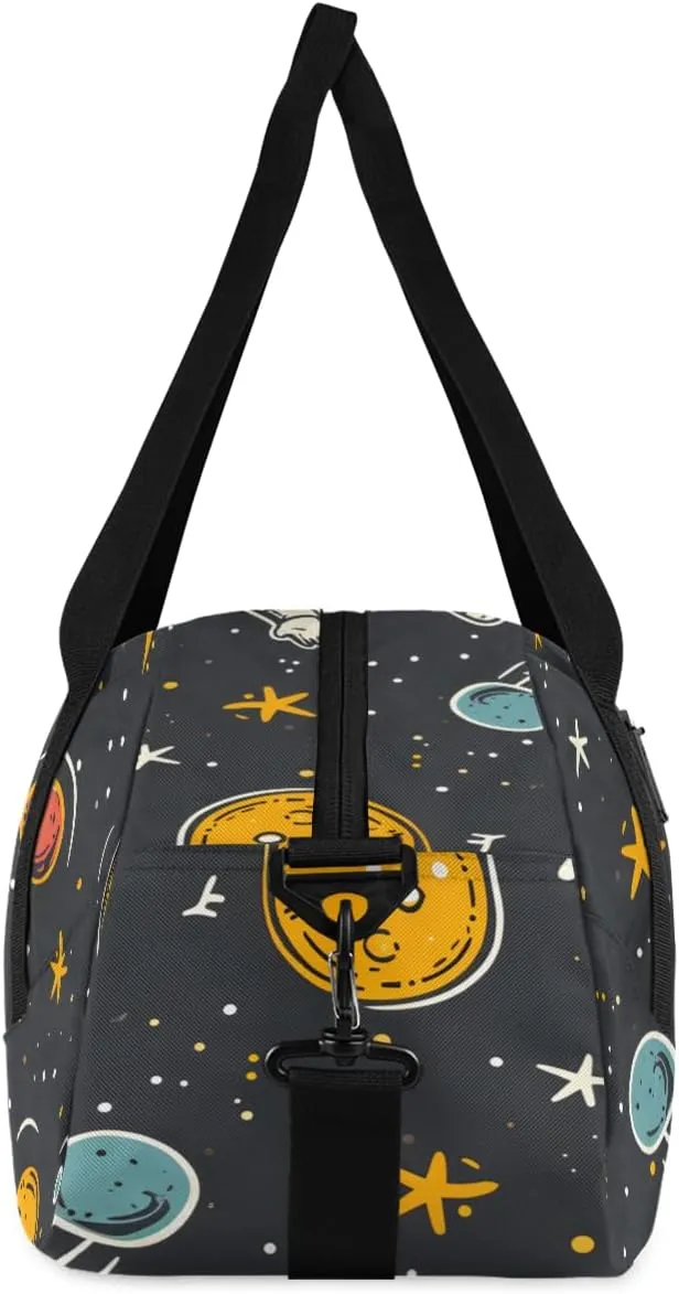 Cute Astronaut Kids Duffle Bag Boys Girls Small Sport Dance Gym Bag for Overnight Travel Weekender Carry On