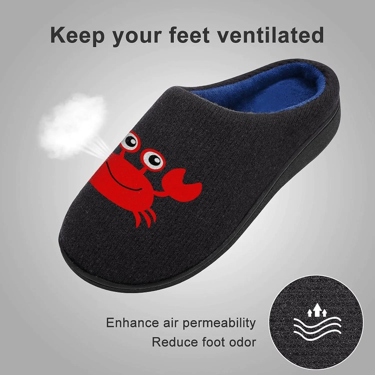 Cute Crab Women's Knitted Cotton Slippers Soft Comfort Warm House Casual Shoes