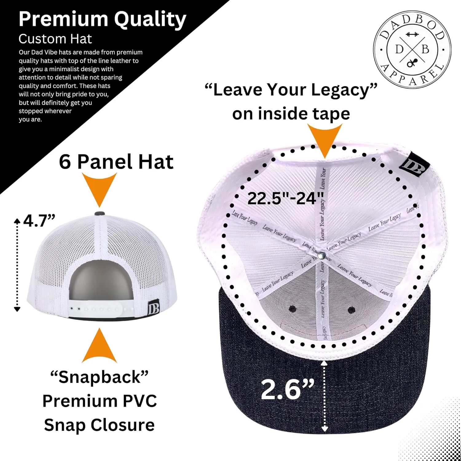 DadVibes Dad Hat - Snapback Baseball Cap Mens Leather Patch