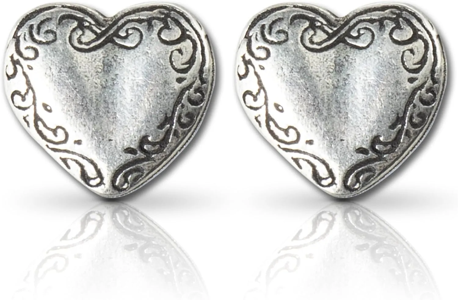 DANFORTH – Victorian Heart Mini Post Earrings, 1/2” – Handcrafted Small Lightweight Love Earrings – Made In USA