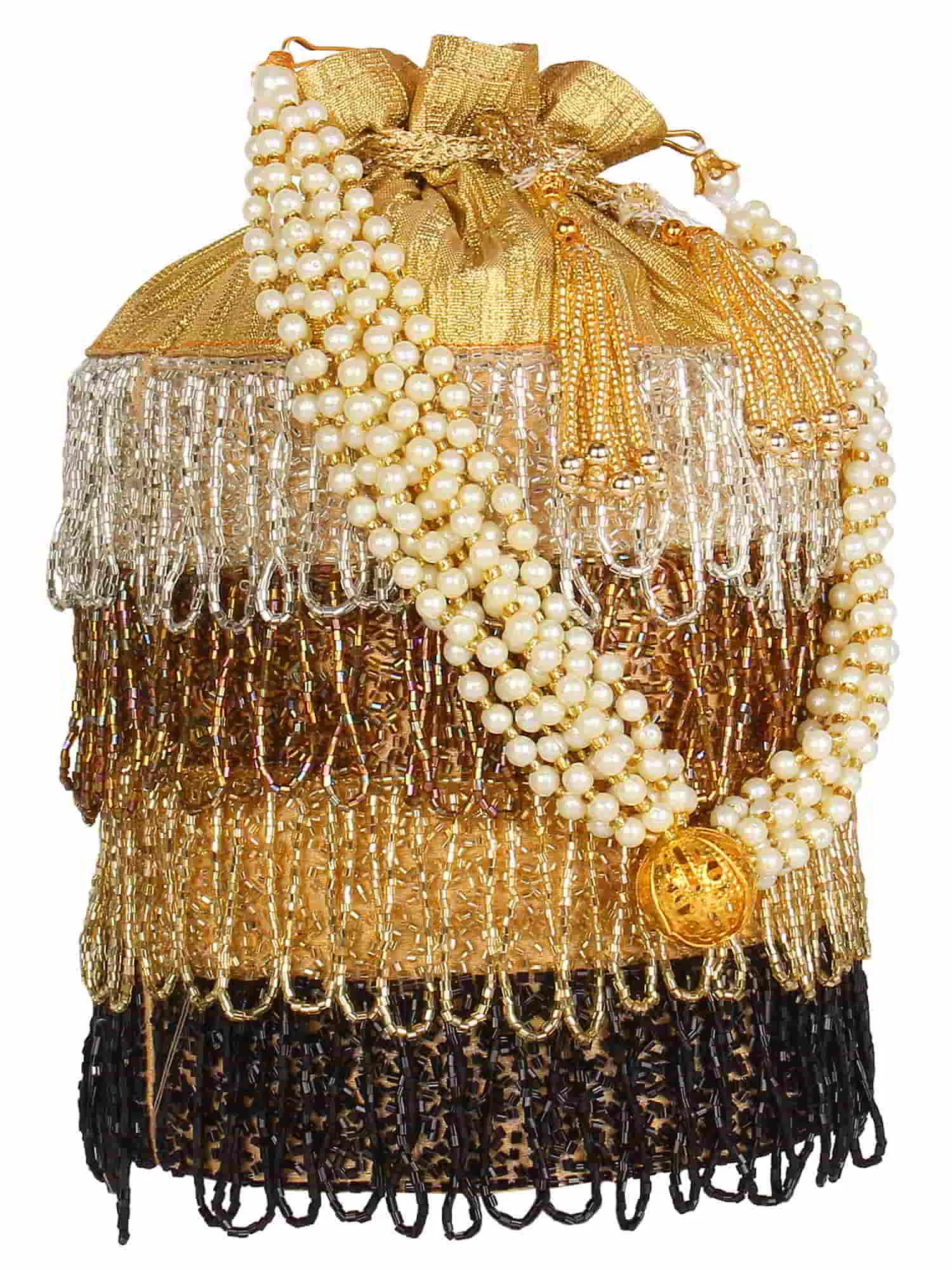 Dangle Embellished Faux Silk Potli